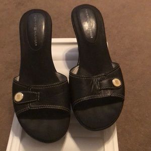 Black wedge sandal